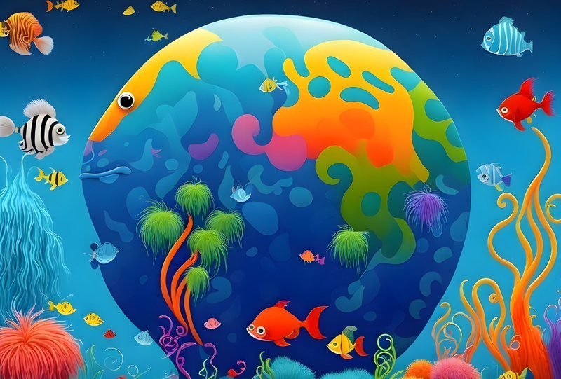 Canvas cm Home Decor Wall Art - Bubble Fish