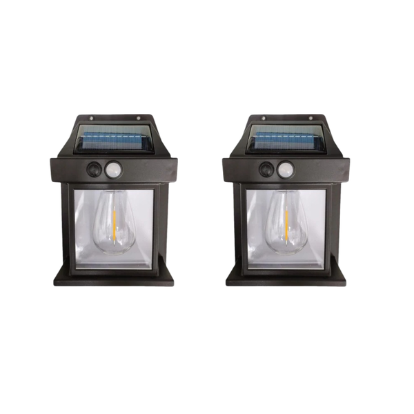 Set of 2 Wireless Dusk to Dawn Porch Solar Wall Light M24-1-1
