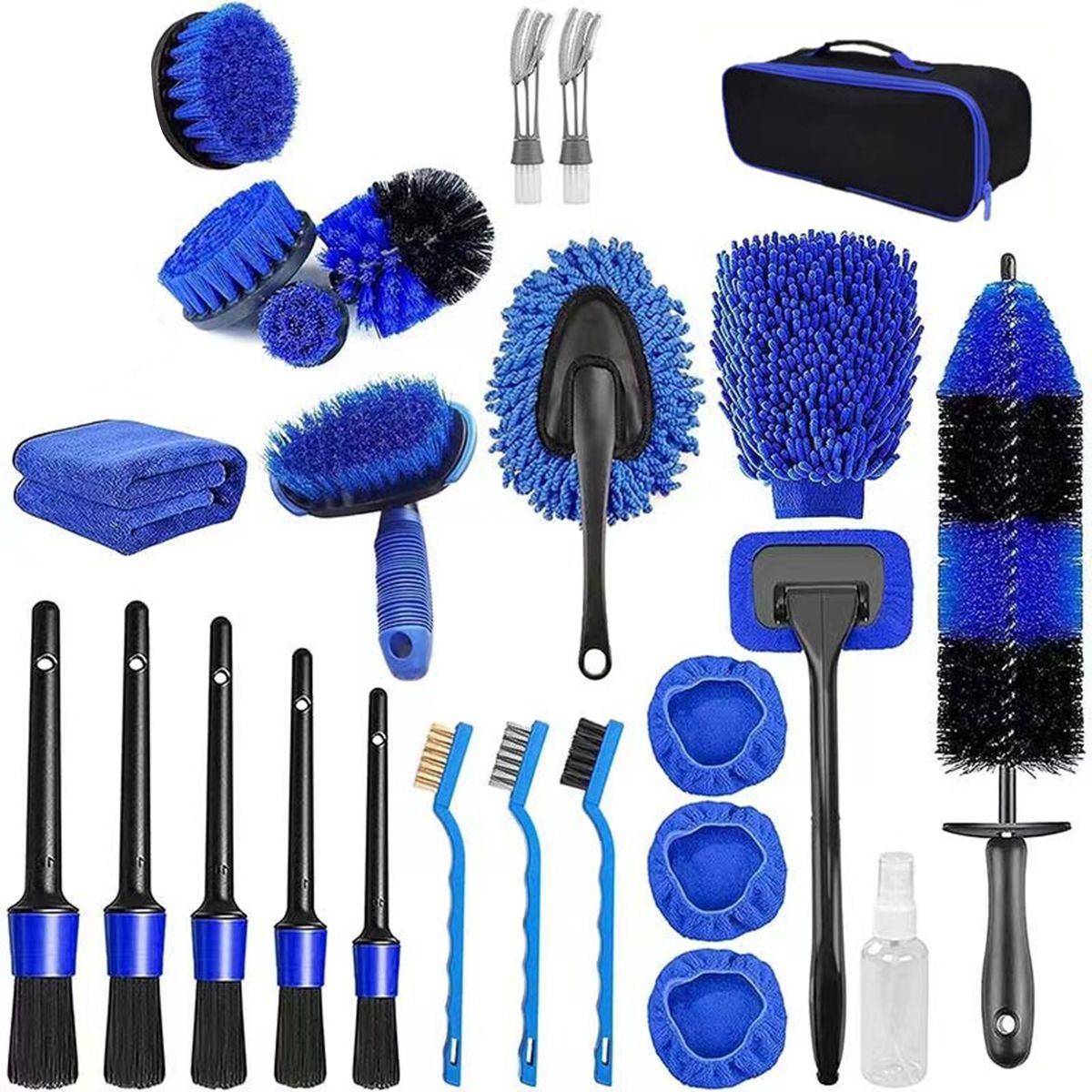 26Pcs Car Cleaning Kit with Storage Bag for Interior Exterior Wheels ...