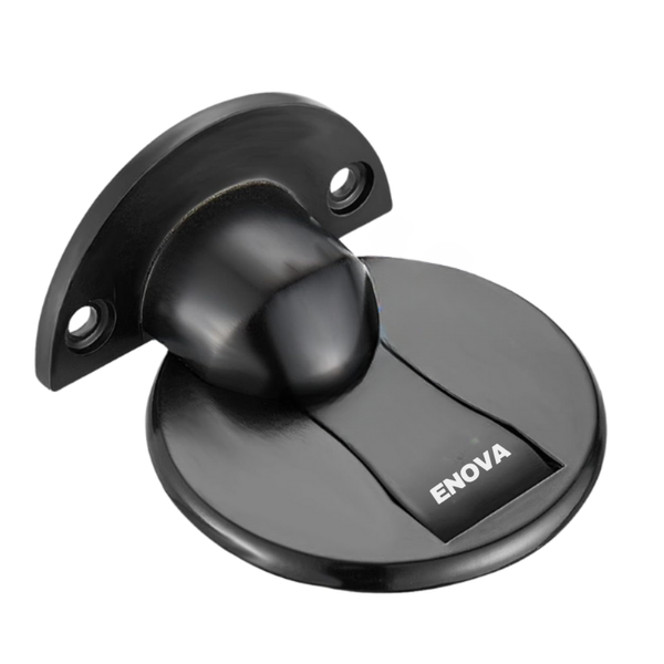 Enova Floor Mount Magnet Door Stopper with 3M Adhesive Pads - Black