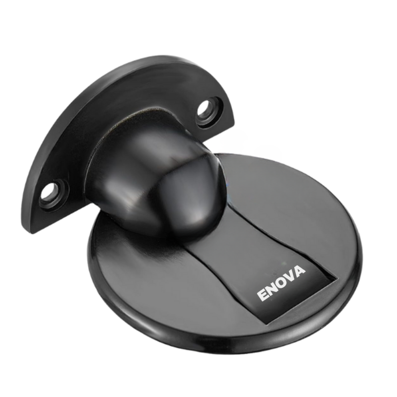 Enova Floor Mount Magnet Door Stopper with 3M Adhesive Pads - Black