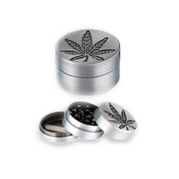 Mini Herb Grinder 3 Piece Aluminum - Leaf