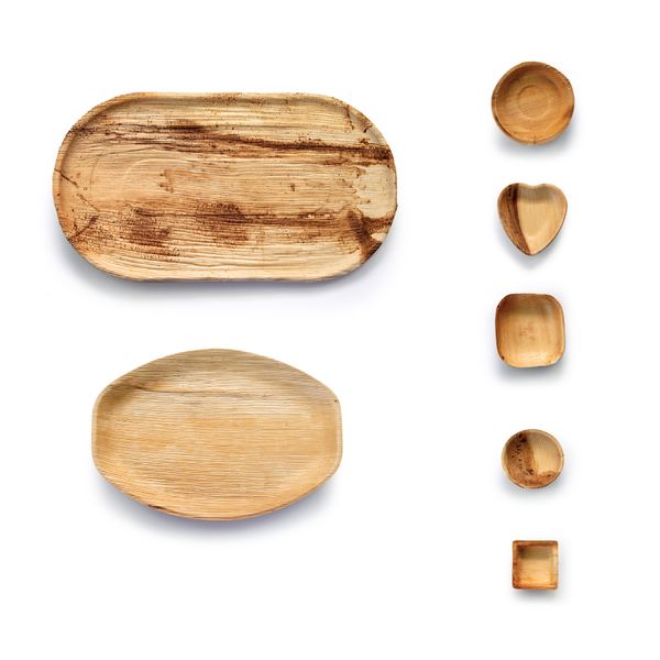 Areca Palm Disposable Platter &amp; Dip Bowl Set (35 piece)