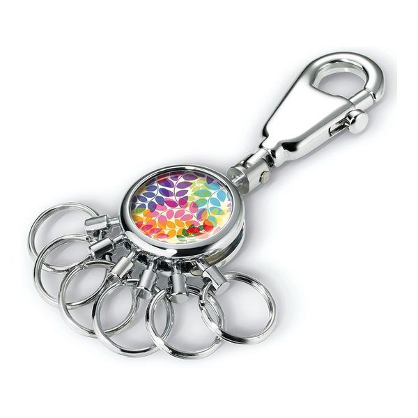 TROIKA Keyring - Carabiner Hook and 6 Easy Release Rings Colourful Leaves