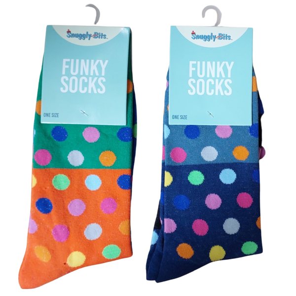 Snuggly Bits - Calf Socks with Colourful Dots - 2 Pairs
