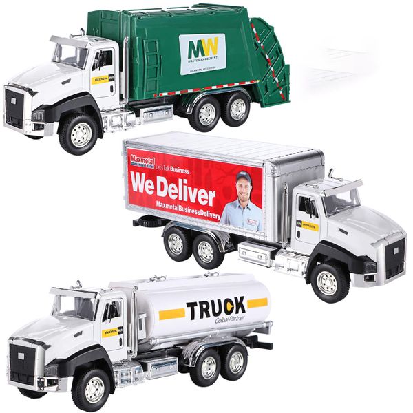 3 Pack of Diecast City Transport Vehicles,Garbage, Tanker, Express Delivery