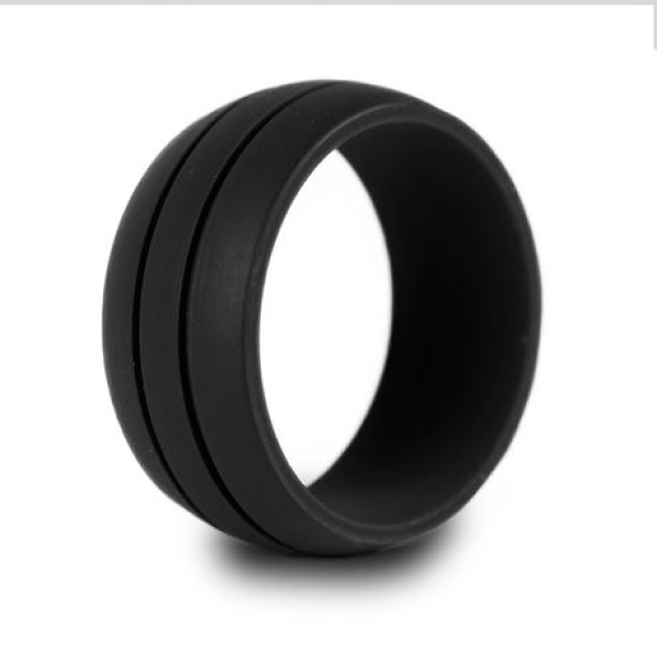 Ring Silicone Men Single - Double Thin Groove - Black