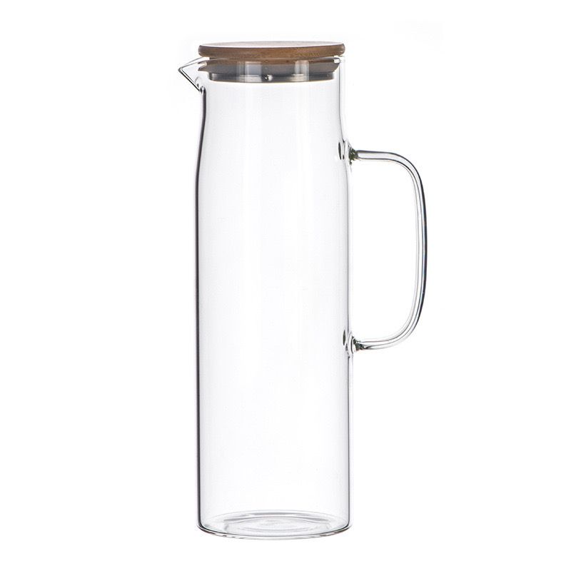 1500ML Glass Kettle Bamboo Lid with Filter Heat Resistant Serving ...