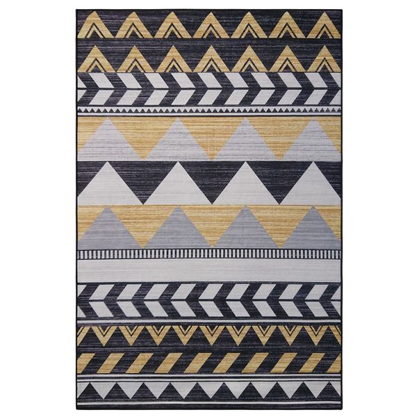 Black Yellow Afrocentric Polyester Print Rug 120x180cm