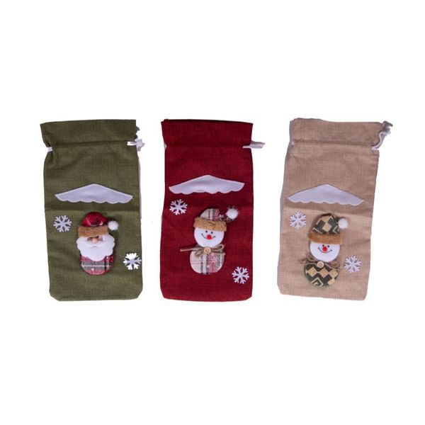 Christmas Wine Bag Home Decor Gift - Set of 3