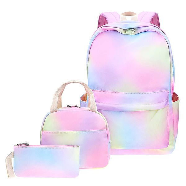 Rainbow Backpack Set 3 in-1 School Bag Lunch Bag Pencil Case
