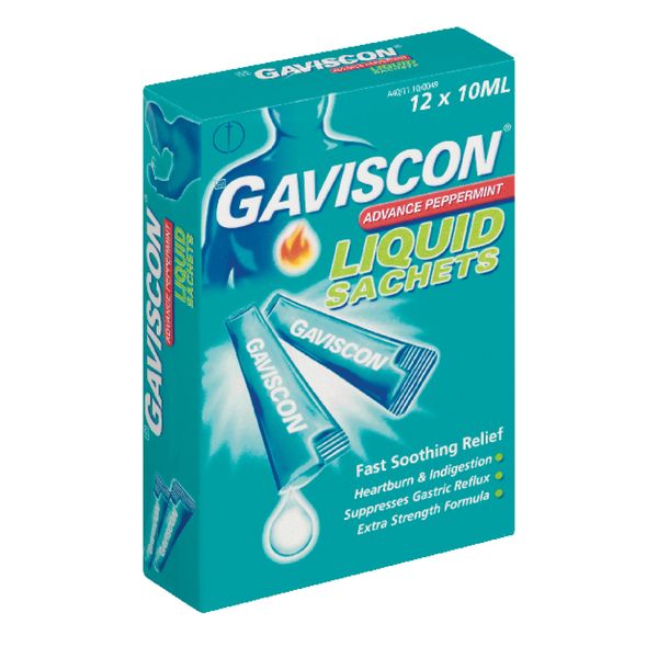 Gaviscon Advance Peppermint, 12 x10ml Sachets, For Heartburn &amp; Indigestion