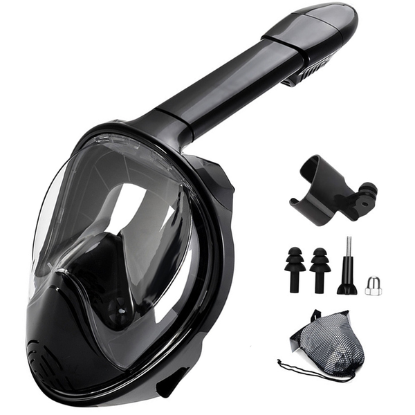 Full Face Snorkel Mask, 180 view Snorkelling Mask Set Mount Anti-Fog