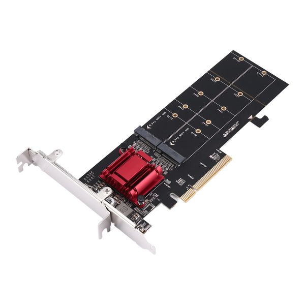 Dual NVMe PCIe Adapter,M.2 NVMe SSD to PCI-E 3.1 X8/X16 Card
