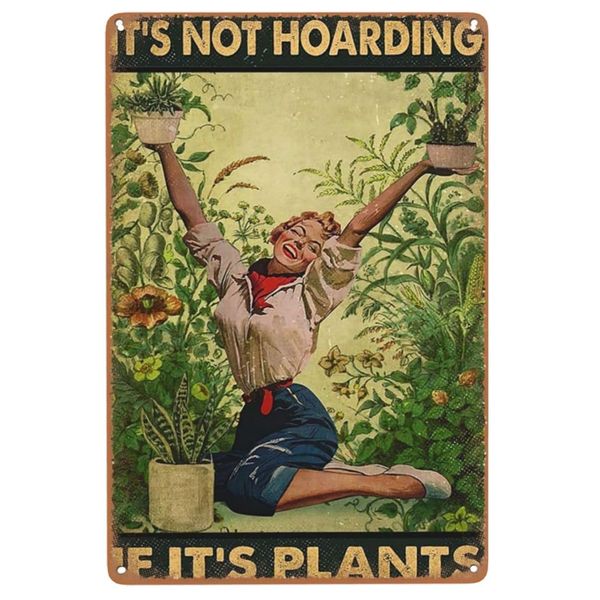 Decor Vintage Style Retro Cheerful Gardening Sign (30cm)