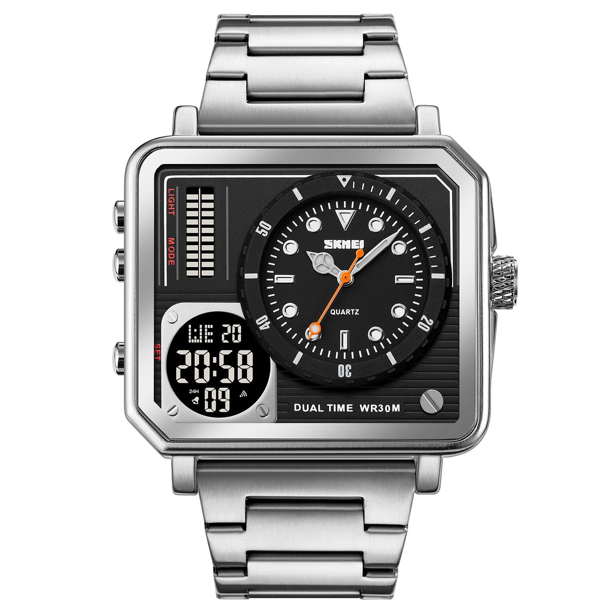 Skmei - 2025 Men's Square Dial Dual Time Zone Analog Watch | Shop Today ...
