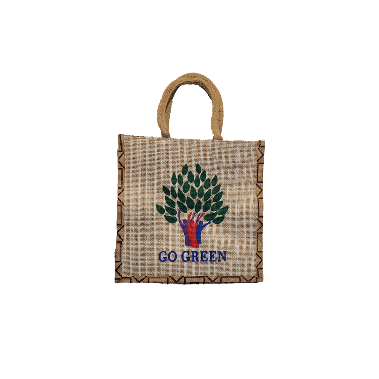 EcoFriendly Bag Go Green Natural Jute Bag Pattern with Zipper 4