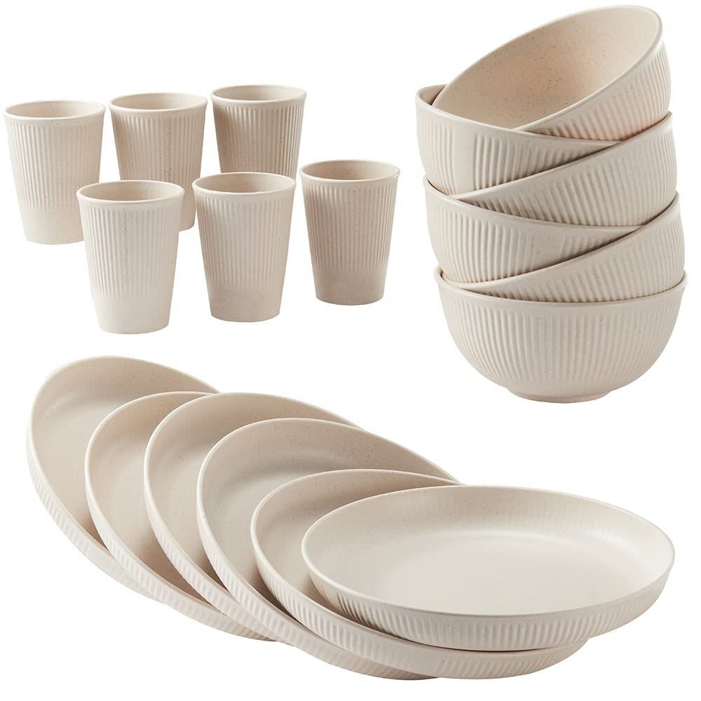 Unbreakable 18 Piece Wheat Dinner Set Shop Today. Get it Tomorrow