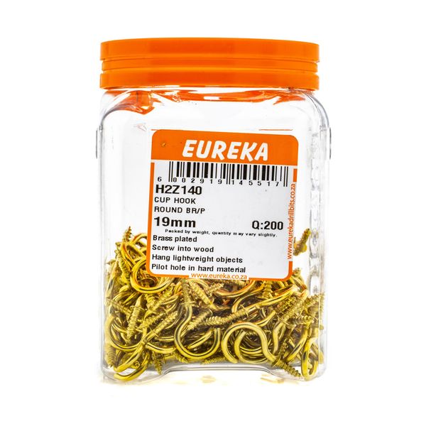 EUREKA Cup Hook Round Brass Plated 19mm Q:200 H2Z140