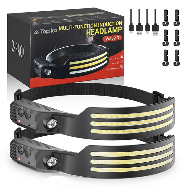 Topika - Headlamp Rechargeable 2 Pcs, Head Lights, Runners Head Light