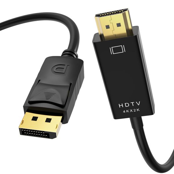 DP To HDMI Cable, Gold-Plated, 4K@60Hz, 2K@120Hz 1080P Full Hd