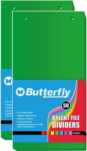 Strip File Divider - 160Gsm Bright - 50 Pack (Green) X2
