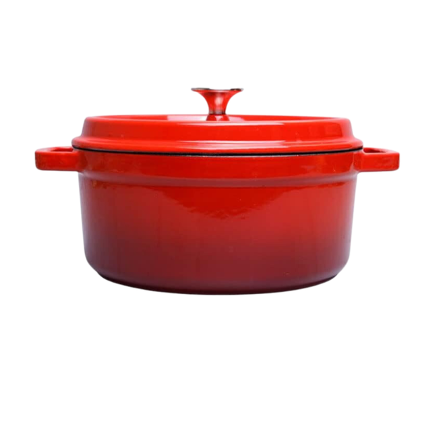 Cookware Cast Iron Round Enamel Covered Dutch Oven Pot with Lid Orange 24cm