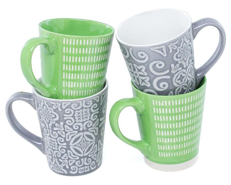 George &amp; Mason - Embossed Ceramic Mug - Set of 4
