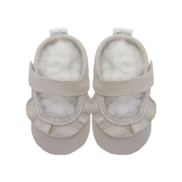 Pitta-Patta Soft Genuine Leather Baby Shoes Mary Jane Frill Sand