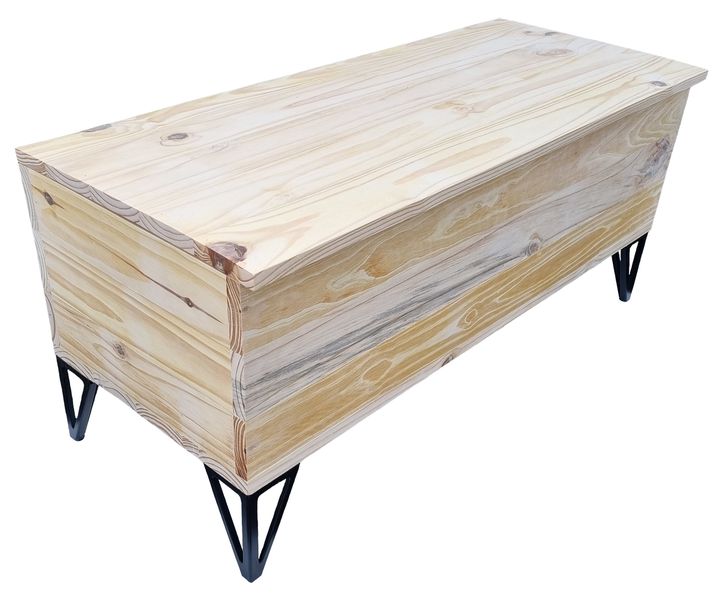 Jean Bench Trunk, Rustic, Wood with Steel legs