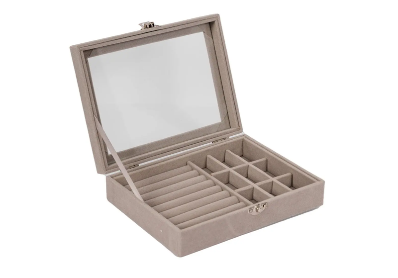 Jewellery Display Organiser, Clear/Velvet, 205mm x 155mm