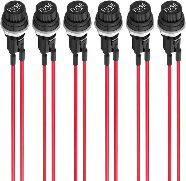 6 Piece Pre Wired Fuse Holder 5 x 20mm, AC 10A 250V Screw Cap Fuse Holder