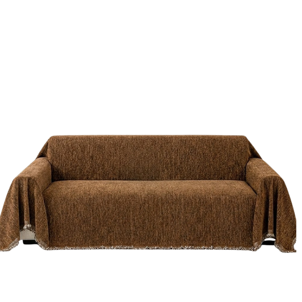 Grey Chenille Sofa Cover - Anti-Slip Furniture Protector