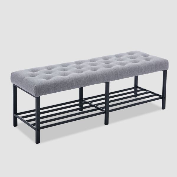 Oblong Storage Ottoman,Storage Bench,Storage Ottoman,Grey