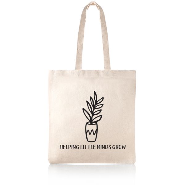 Helping Little Minds Grow Teacher Cotton Shopper Tote Bag
