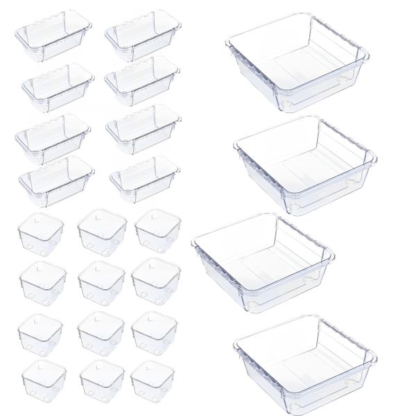 25 Piece Drawer Organizer,Adjustable Drawer Storage Box,Acrylic Storage Box