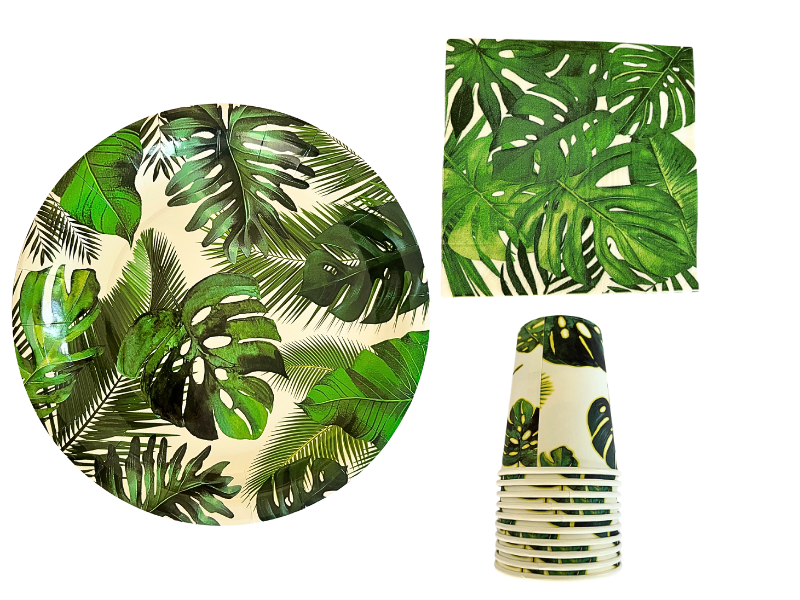 Green Bohemian Leaf Party Decorations - 40 pieces