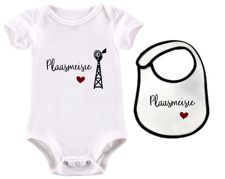 Plaasmeisie Afrikaans baby grow &amp; bib combo