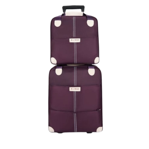 Two-Piece Oxford Cloth Travel Trolley Bag - Purple