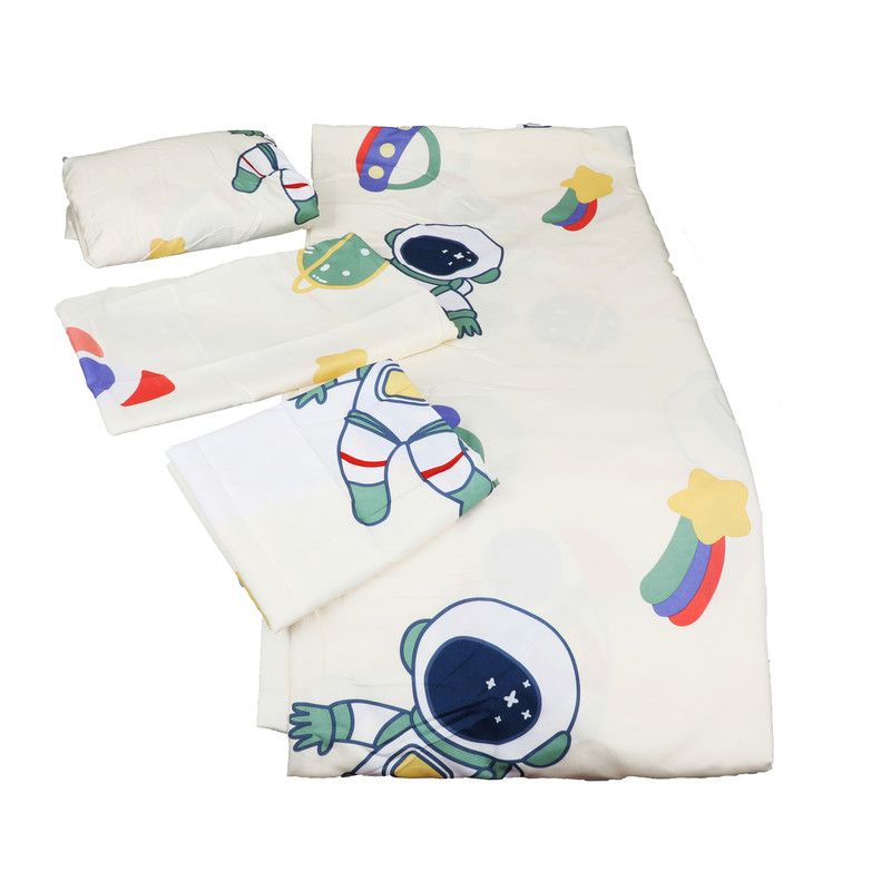 4 Piece Kids Bed Sheet Astronauta Bedsheet - Light Yellow
