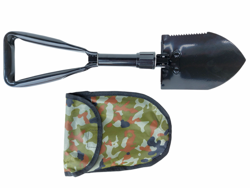 Fold Up Camping Shovel, Foldable Shovel with Protective Camo Bag
