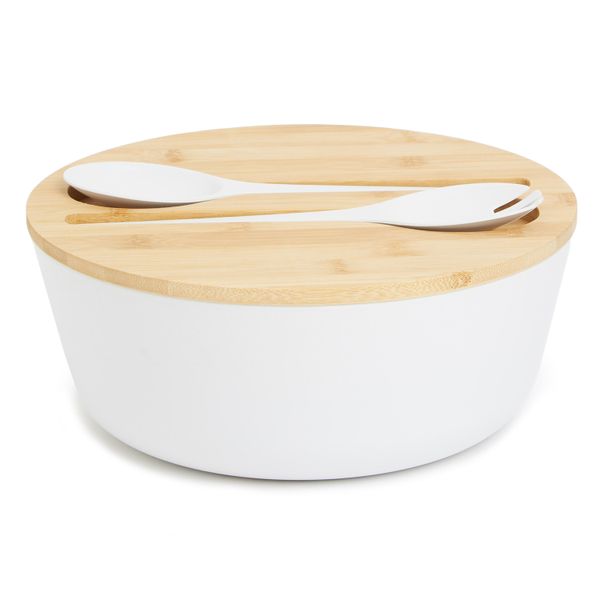 George &amp; Mason - 3 Piece Melamine Salad Server Set - White