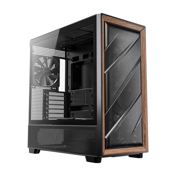 Antec FLUX ATX WOOD Mid Tower Gaming Chassis - Black