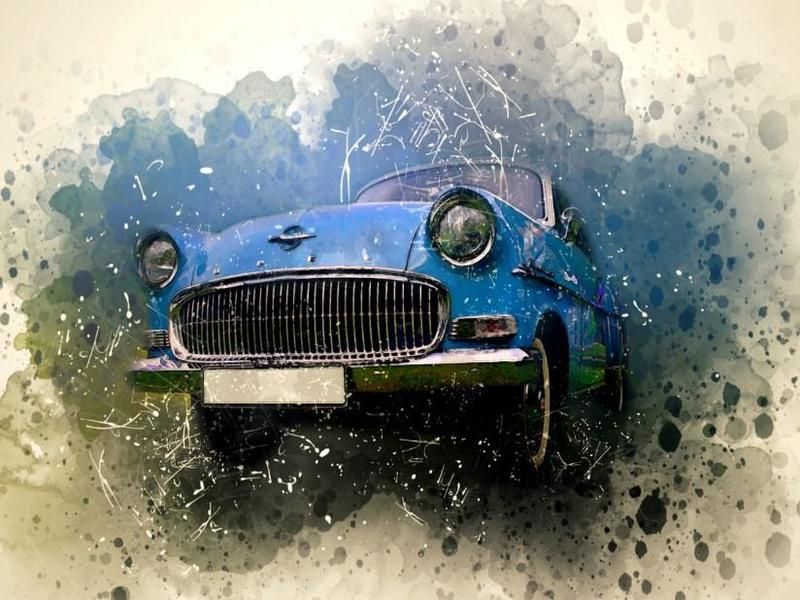 Premium Framed Canvas Print: Vintage Car (2)