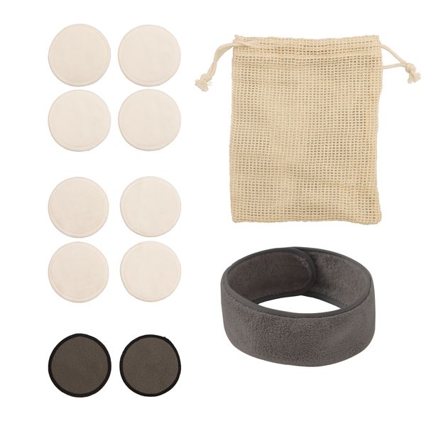 Reusable Makeup Remover Pads &amp; Hair Band Spa Headband Set-12 Pieces