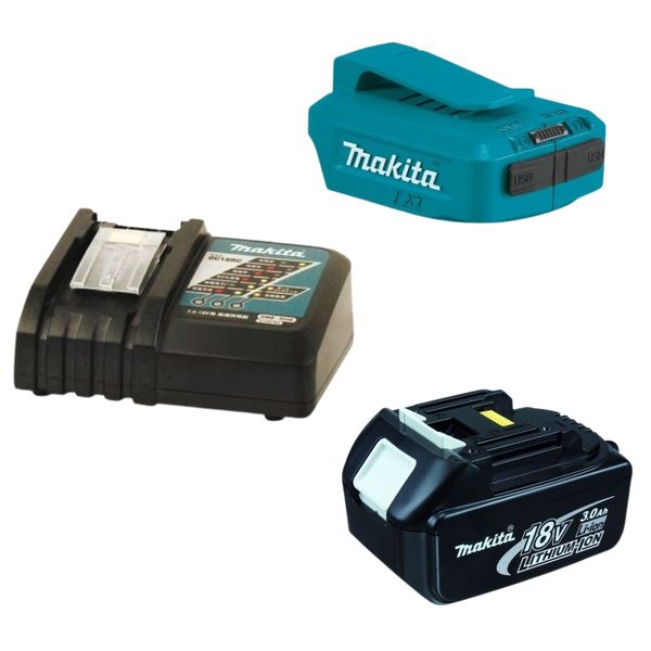 Makita - Cordless Adaptor for USB with 3.0Ah battery and charger