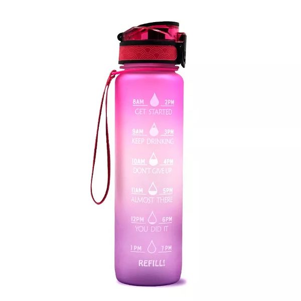 1L Pink, Purple Leak Proof Water Bottle