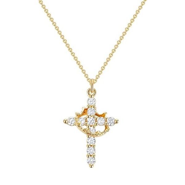QYNIAL Crown Cross Necklace for Women