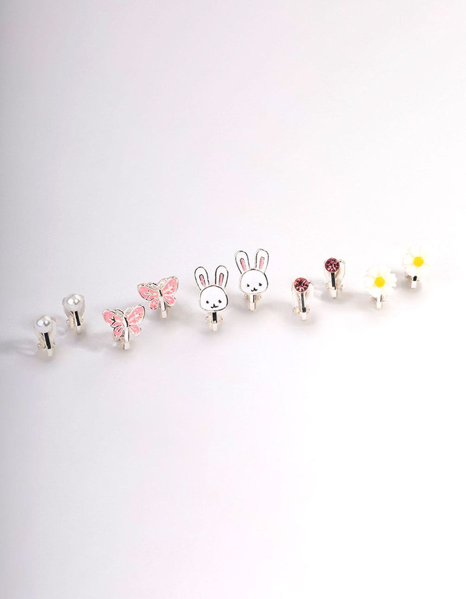 Kids Bunny Flower Clip On Earrings 6Pack Shop Today. Get it Tomorrow