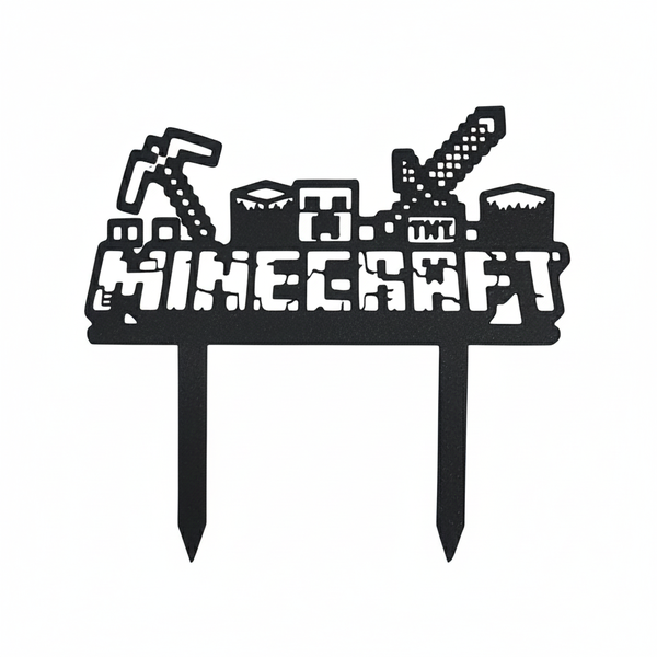 Minecraft Cake Topper - Black - 14.5 x 7 cm